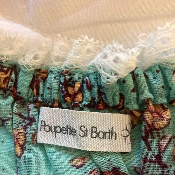 Poupette St Barth Girls’ Cotton Crop Top with Lace Trim & Button Panel. Size 12. - Picture 6 of 7